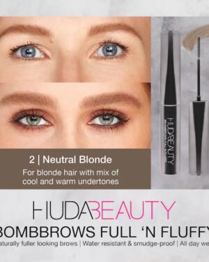 HUDA BEAUTY#BombBrows Full ‘n Fluffy Volumizing Fiber GelColor: Neutral Blonde – for blonde hair with mix of cool and warm undertones